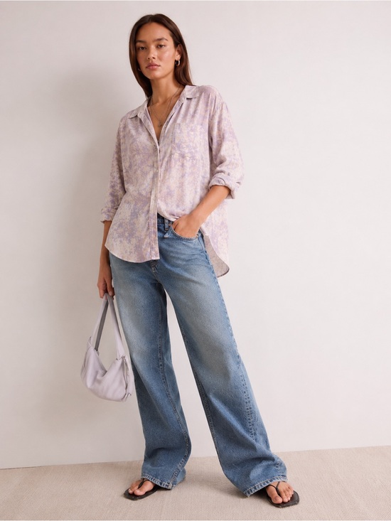 By Corpus Tops - BYCORPUS Lavender Acid Wash Rayon Button Down Hi-Lo Shirt M